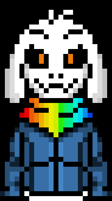 [2b9834] last breath Storyshift Asriel:(summons swords and slices ranbow pillow in half