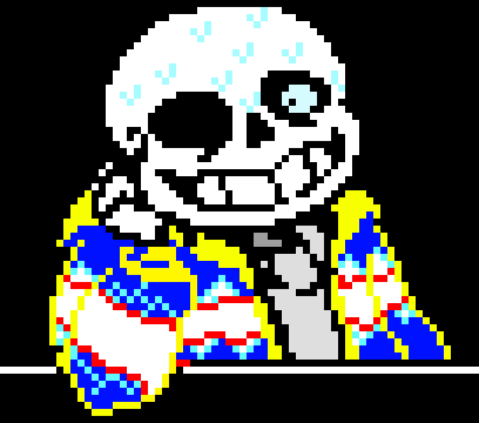 [11a9d7] -gaster blaster depawns and falls down fainted- -ShopKeeper Sans