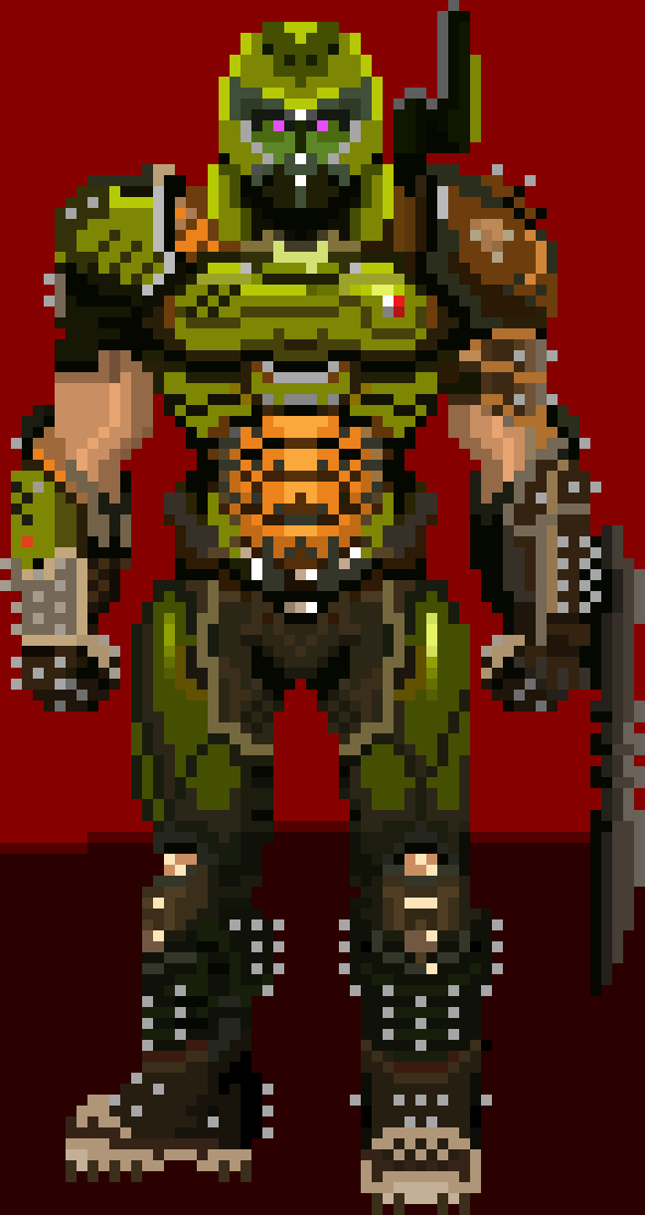 [ace9cc] *Before the Cacodemon blasts at Caliber the Doom Slayer slices the Cacodemon in half with his Crusible*
