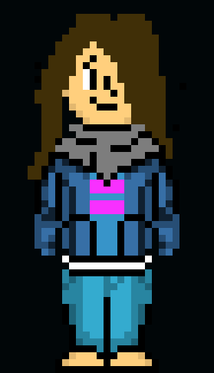 [2fbf6b] also.. if you want to use my sprite.. you have to H.E.A.V.I.L.Y.  edit it.. i mean you need to make like a whole different set of emotions and animations, whole different char not any frisk.. and not nearly the same jacket nor the same clothes..  and the hands must be different! Alright?