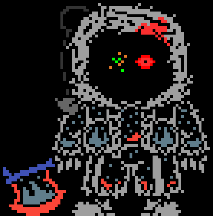 [95be89] -Some other figure appears behind him which causes him to walk away-