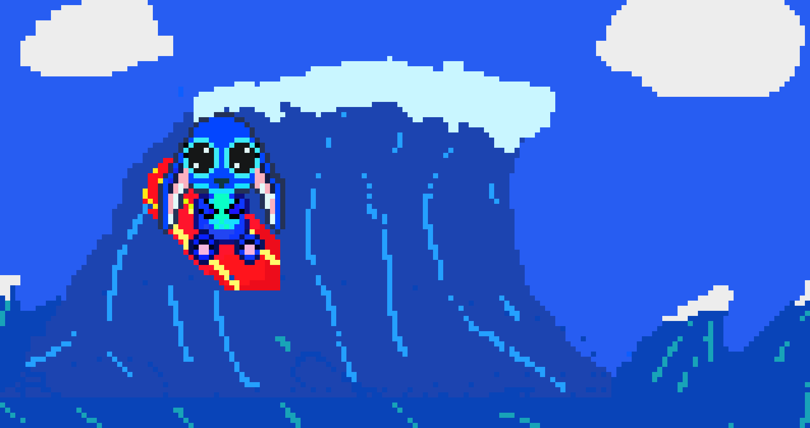 [9664c4] stitch goes surfing