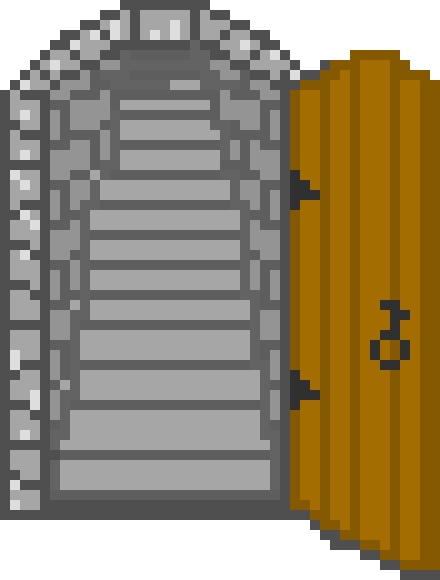 [887b24] dungeon door open stairs up