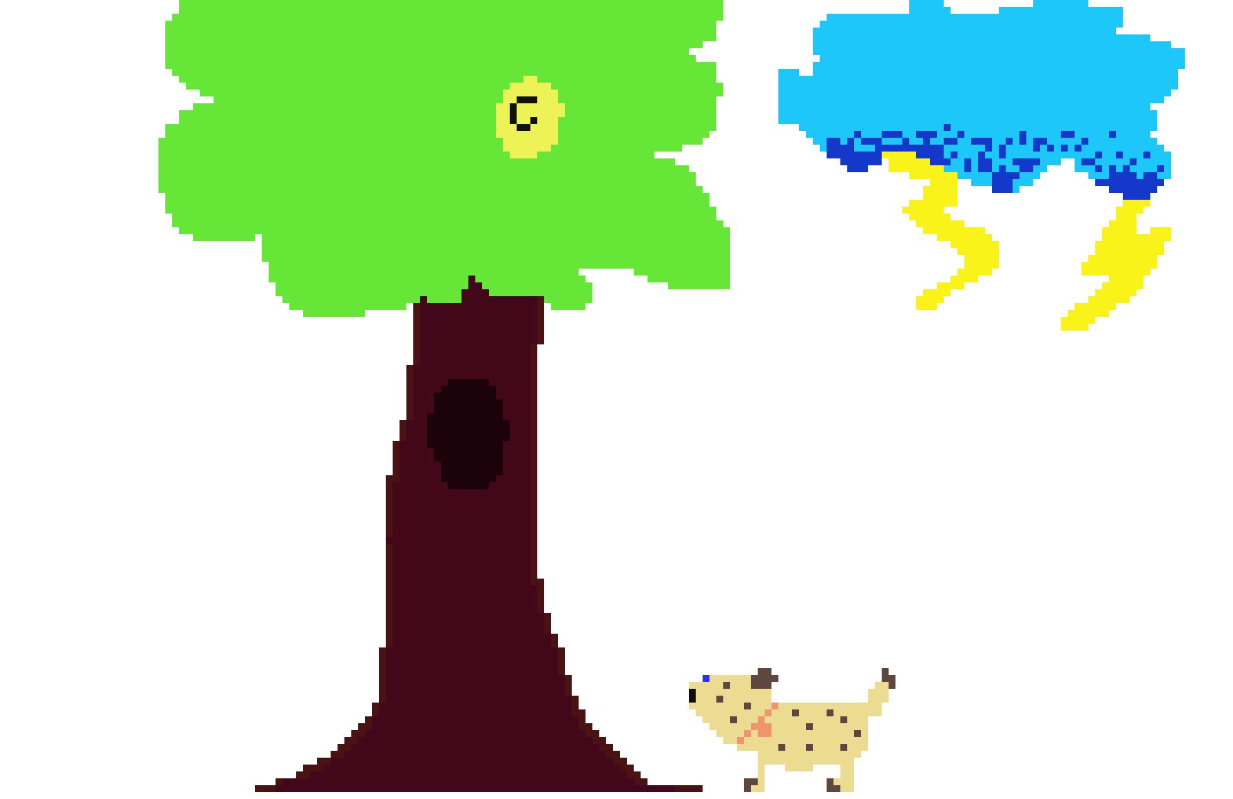 [67b4f4] dog and tree