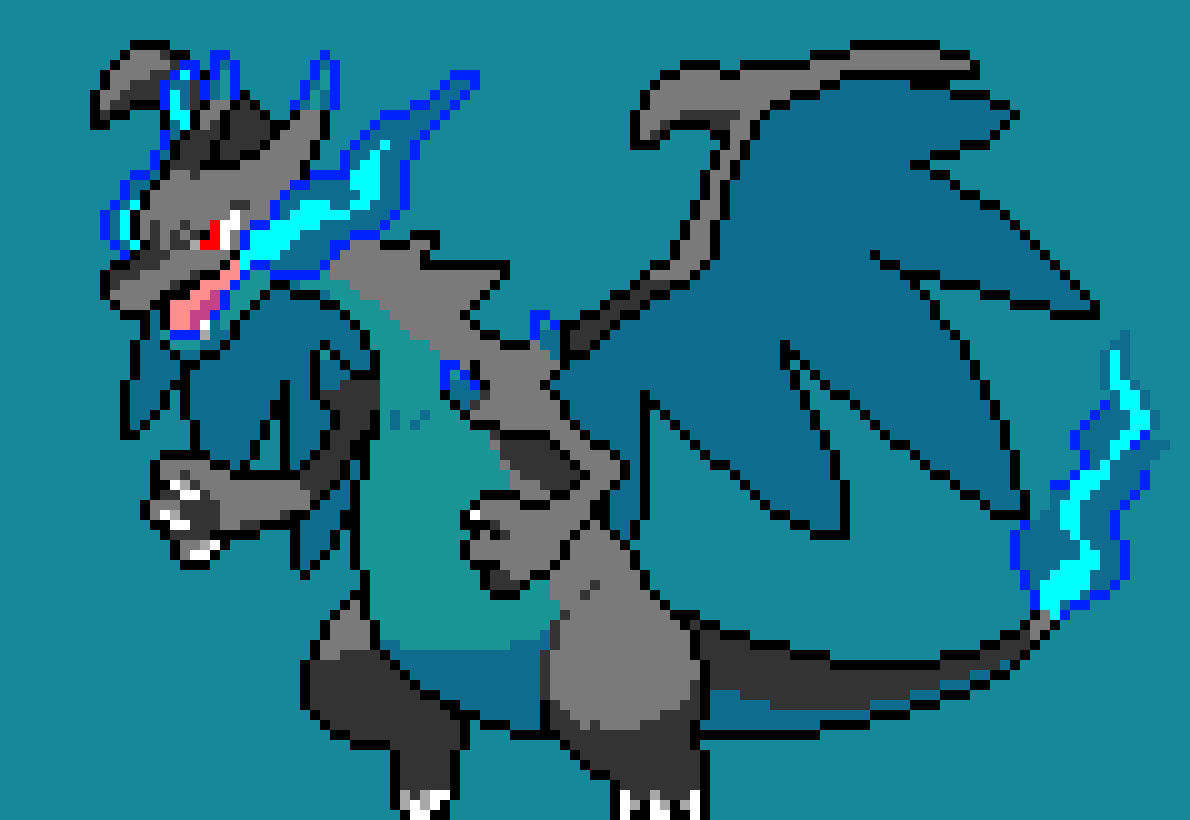[3aa2da] Mega Charizard X Pixel Art