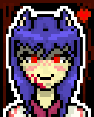 [5b2f3e] it's a reference to yandere sim. but she normally uses a magic knife like chara