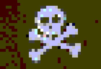 [990543] *A pirate ship with symbols of tankards on the sails and hull can be seen in the horizon, flying a flag with a glowing red skull, it's sailing full speed ahead at PAM.*