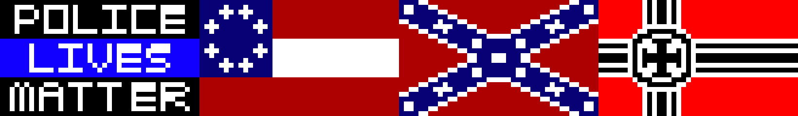 [59719d] Police Lives Matter Banner, Confederate Flag, Clergy Confederate Flag, & WW2 Axis Flag