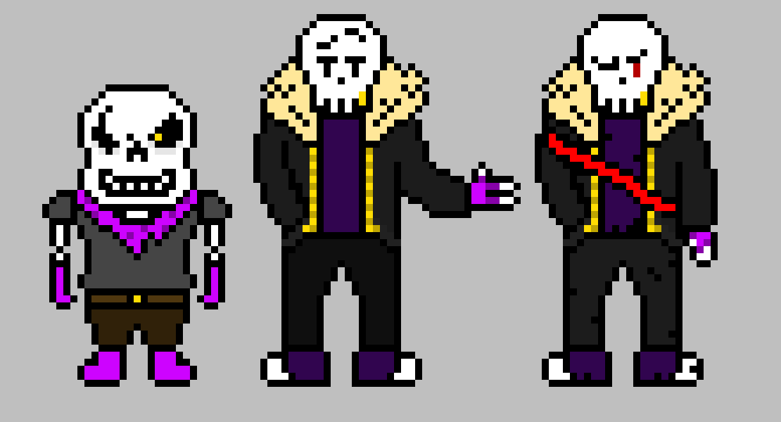 [93f87b] FellSwap Violet Sans, Papyrus, and Papyrus phase 2 Sprite