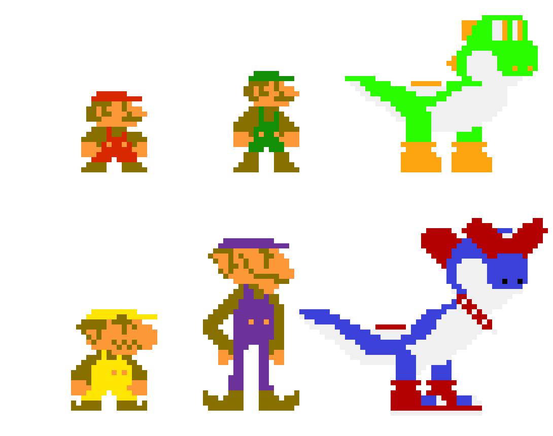 [1c0bfe] Mario luigi yoshi wario waluigi and boshi