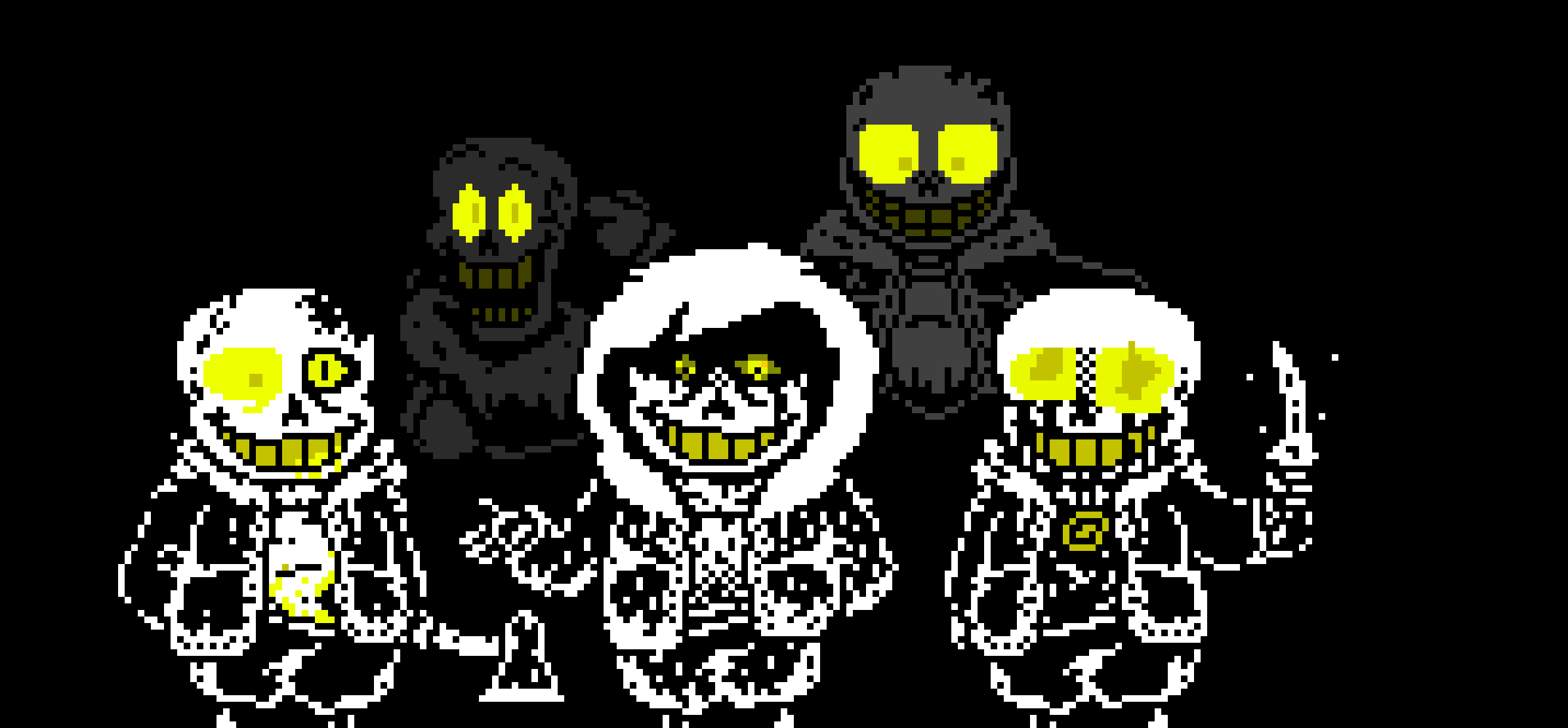 [ff5a67] Gold!Murder Time Trio + Gold Ghost Papyrus and Gold Insanity Sans