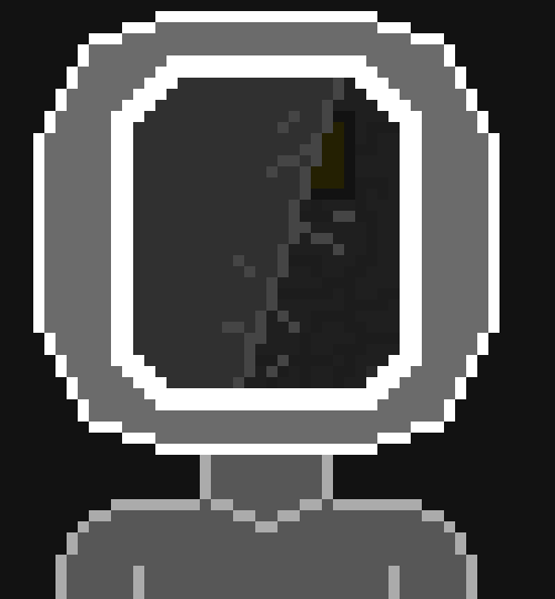 [5101cd] *A robot lays on the ground, with a sign next to it saying "Up for salvage"*