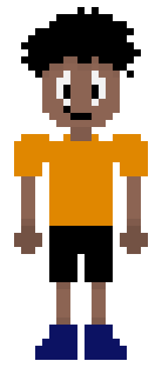 [25d002] *He draws a vague and blurry picture of his family, seemingly impressed with himself*