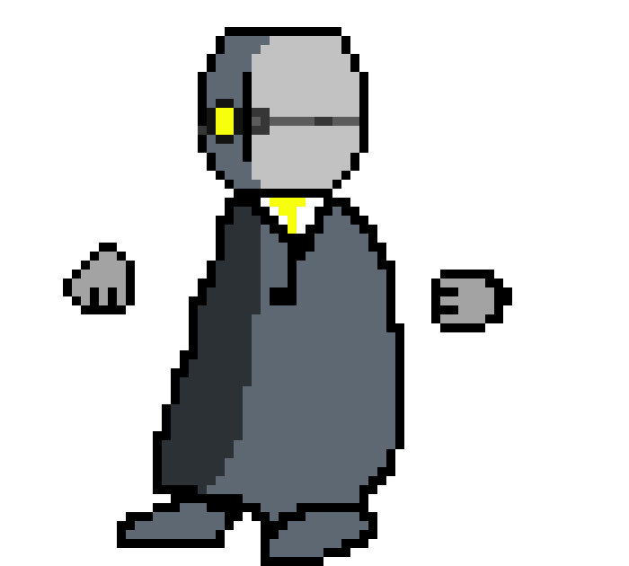 [4fbda4] yello scanner thing on face, yellow tie and yellow blood- Evan