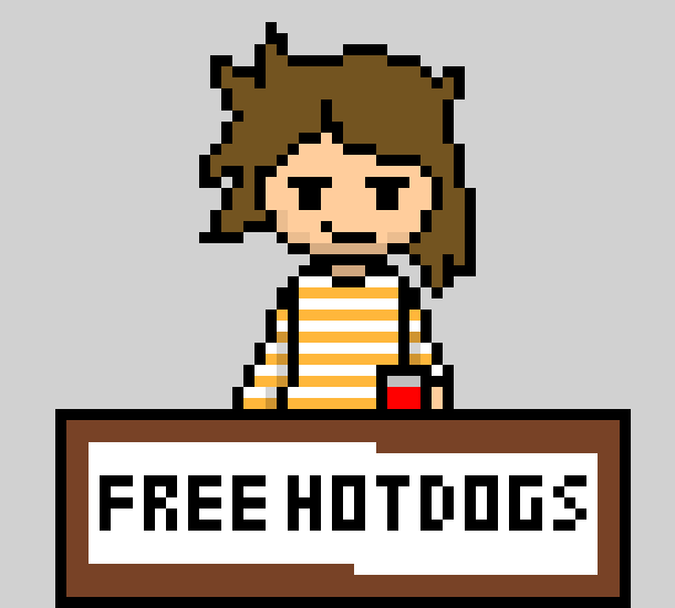 [f684ac] (there are no customers... actually, theres noone in the park either. hes just standing there, with cold hotdogs, alone.). -The Amazing Ez