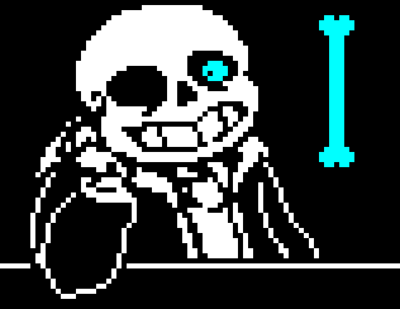 [11a9d7] -makes thicker blue bones and traps him again- -Shop Keeper Sans