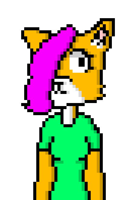 [d9d945] honestly the main colors (orange and white) were intended cuz she's a Red Fox or just a Fox, the shirt and hair colors are just random colors i chose -W