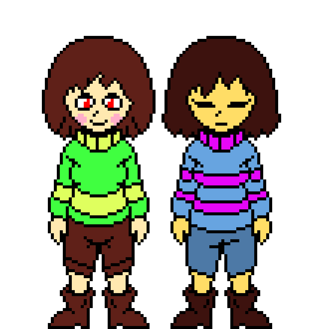 [7ce906]  UnderTale Chara and Frisk