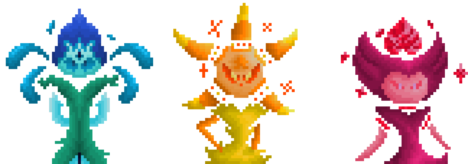 [f7c573] pink one is Crystality, Orange (or yellow) is Astrinity, and blue is Liqtrister