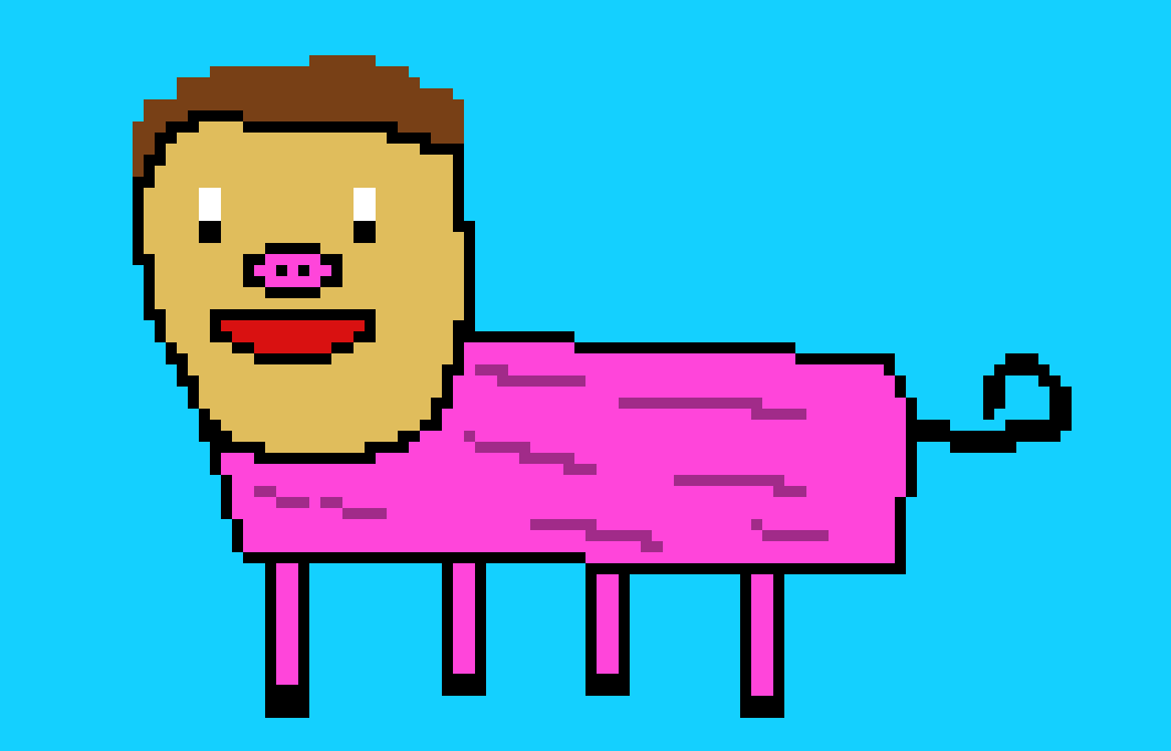[9664c4] PIG MAN THE BEST PIG-MAN/PIG MAN POWER.www.www.www.PIXLE ART POWER MAN GUY HI MY PIE MMM I LOVE PIE
