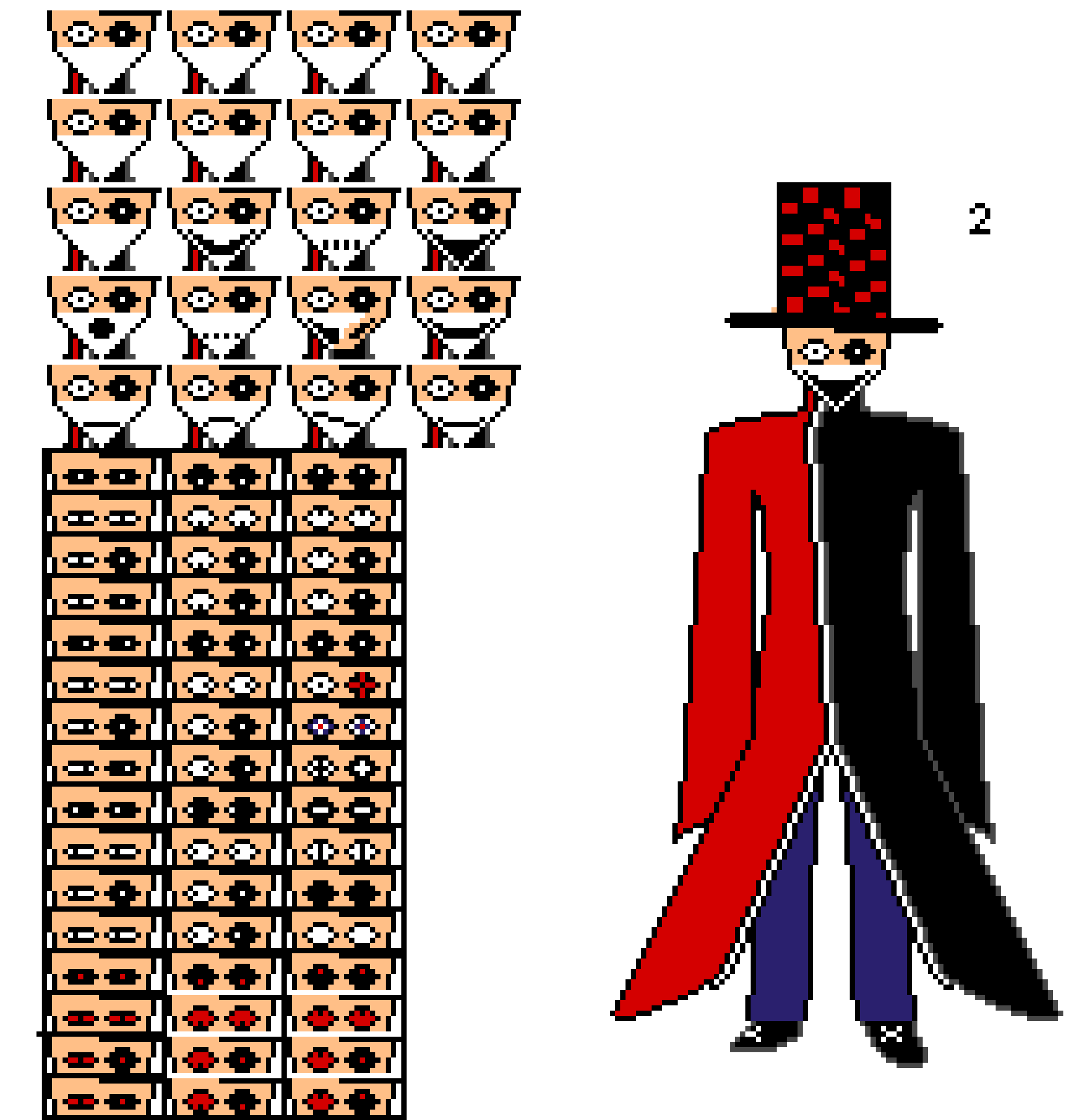 [b08f0e] well ive Finished all the eye's for the face now ima finish up making the mask's then do something that looks like he is putting the Mask on his Face. and after that ima just say im done working on Tome for a lil and use him in rp's(after i also make a Fighting stance with a weapon)