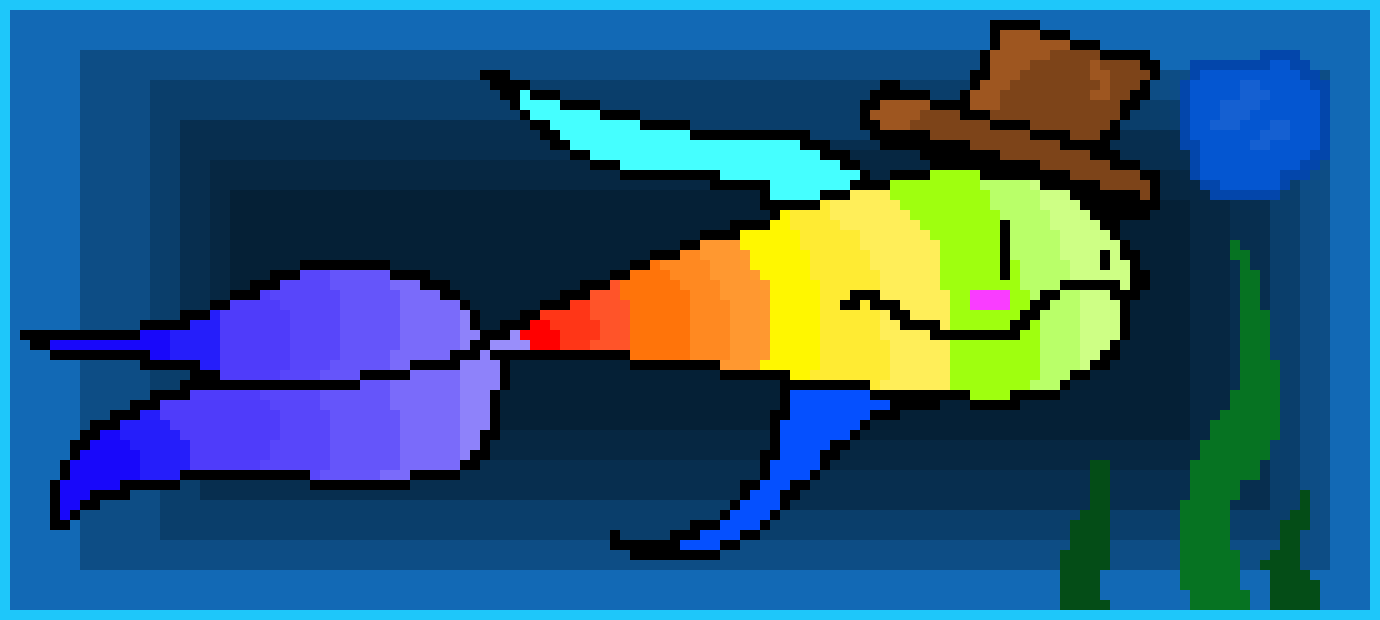 [a48181] fish with top hat