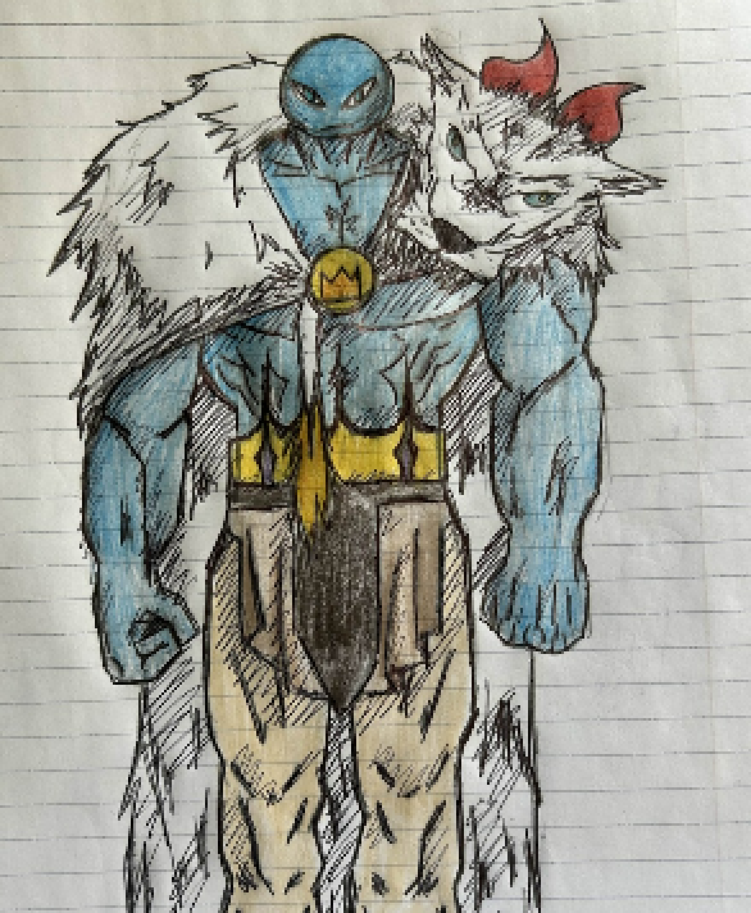 [14d431] Some stats for Emperor Bmo:  instead of using glop to stretch, he’s basically mastered its compression properties. With that, he has brought his body’s density to around 52.4 million g/cm³ (about 50,000× denser than tungsten).   He’s around the density of a white dwarf star, slightly denser.  This means that standing in the same room as him, you would feel a noticeable gravitational pull towards him, face to face and you would have to keep yourself from falling forwards.  He LITERALLY has physical aura.