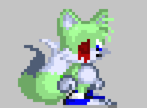 [769d0a] (i am do cring now) (he is walking through a destroyed green hill. there's blood on the floor, there's thousands of matal chunks on the ground, and the trees are also covered in blood.. at least what's left of them, anyways.). -David