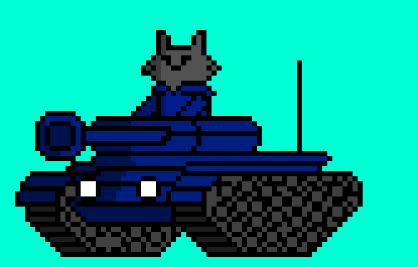 [0b51d0] It's an RC tank, so it's not that big, but I'd say it's at maximum small enough to fit between the benches or whatever they're called-)) "Well, yeah." [Smol Kerumi]