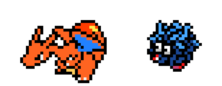 [474926] 8 bit charizard and tangela
