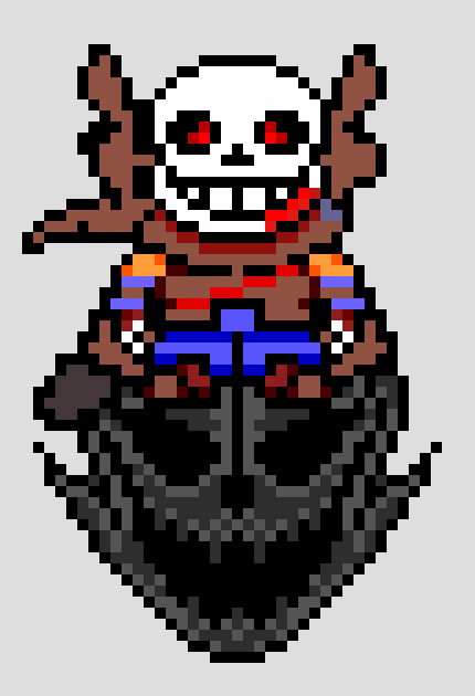 [a23199] *Ink would desummon sans and fell and tp behind dst smacking her with the blue bone then blasting her with his gaster blaster