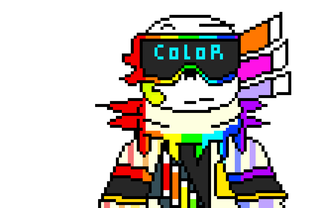 [b9de0d] *he checks inside a box, but not the one rainbow is hiding behind* not there either. - FRESH! ink