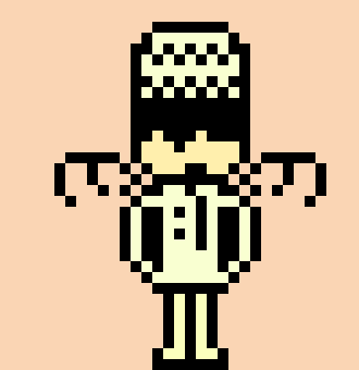 [f455be] (Here's a (Pretty Crappy) Version of the main character, Kid/ the Inkmaker. This is a BATIM character and yes, Ink does cover his face and familiar cap.)