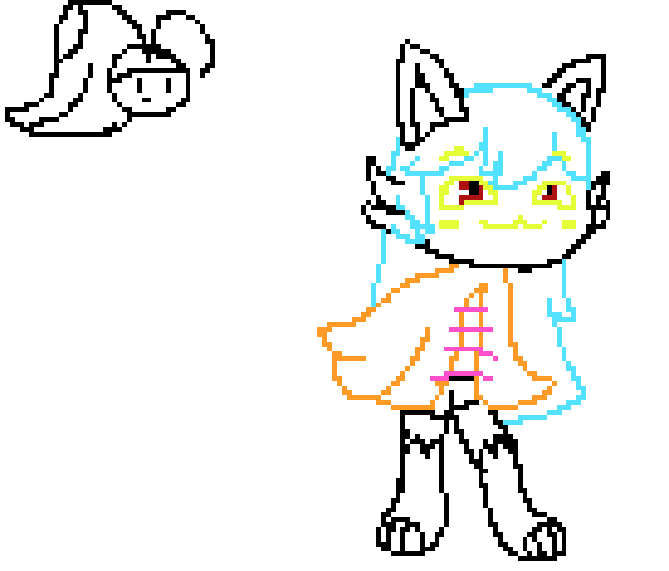 [f7c573] also i finished the outline for the character im making (i used different colors to separate lines)
