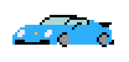 [ea900d] Pixel light blue porsch