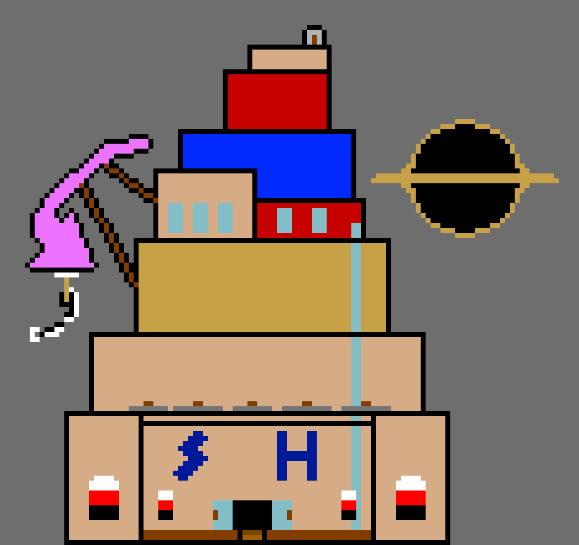 [6d74d1] StarShine Hotel is looking good... And that is GLaDOS... Hanging on the arrow sign. -Foxlynn