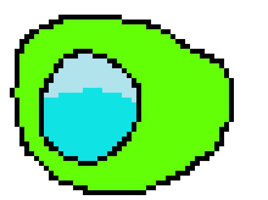 [acbc50] a floating green alien goes to the tree the person is at