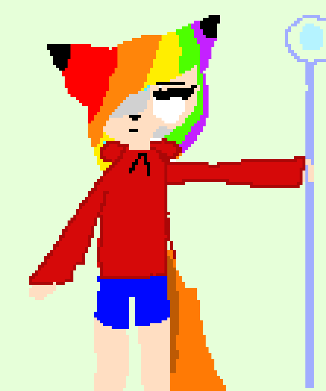 [733b2d] *Hair turns rainbow* ... *Shoots it back* -Foxlya