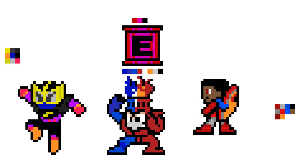 [7a68ec] Bolt man(left), Temp Man(middle) Me(right)