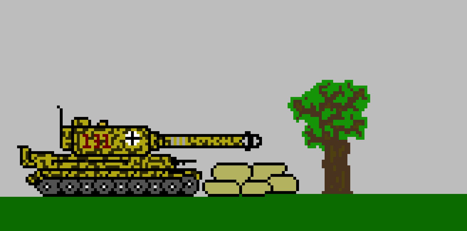 [9664c4] Tiger I tank pixel art ting