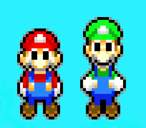 [e942a5] Mario and Luigi Pixel art