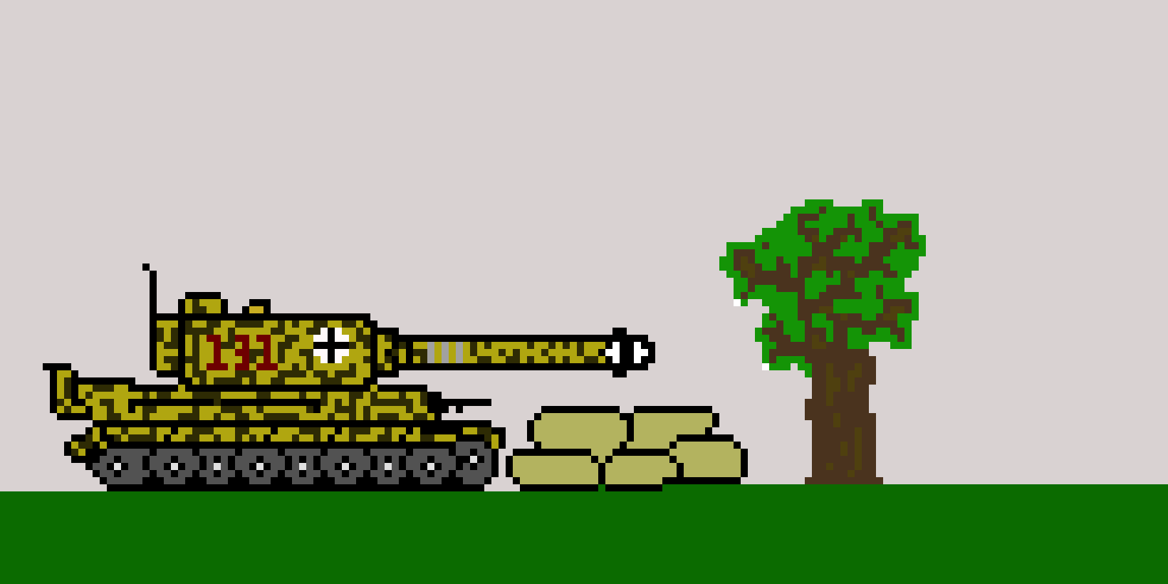 [9664c4] Tiger I tank pixel art ting