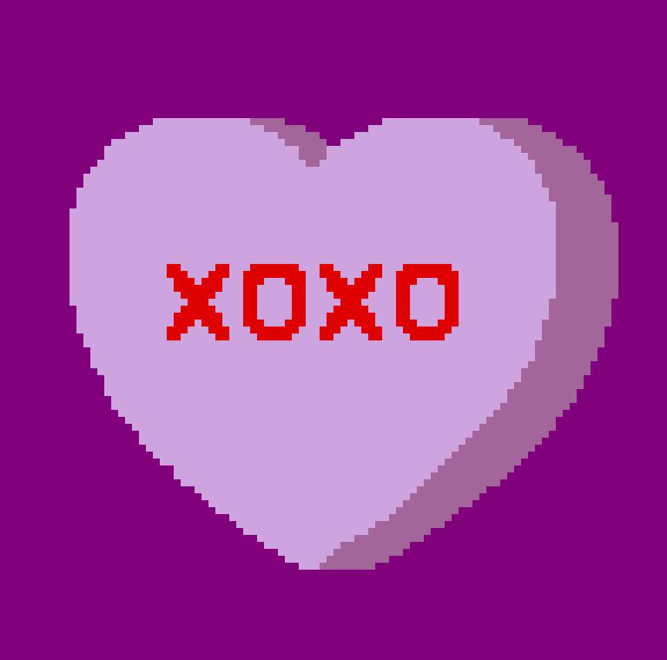 [6200ba] Purple "XOXO" Candy Heart (No Boarder)