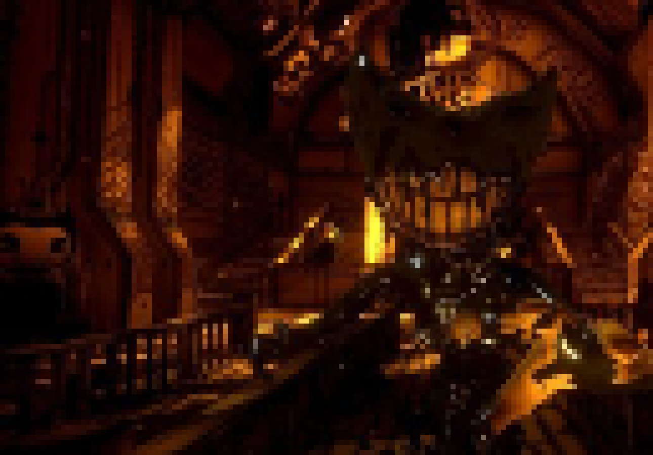 [b63bdb] *ink starts appearing on the ground and Bendy becomes Ink Demon. He runs up to Terror and picks him up by the hole in his skull*