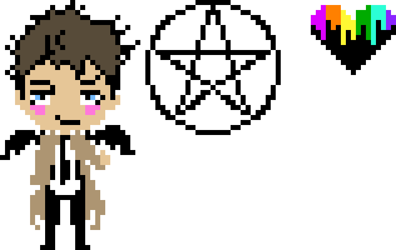[9664c4] castiel, pentagram and heart