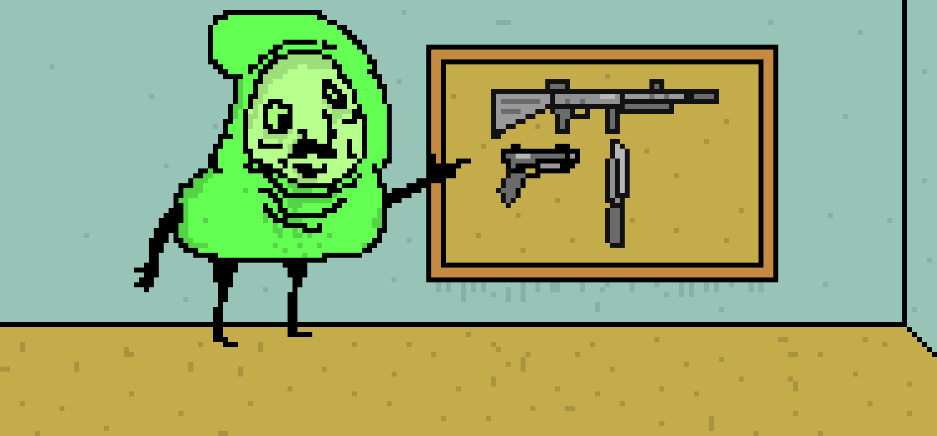 [9664c4] green gun salesman