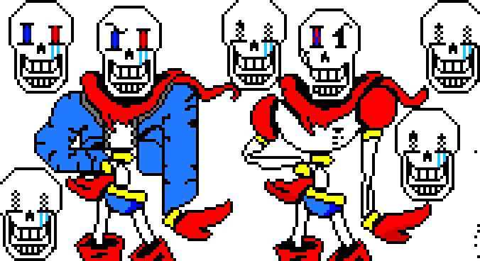 [807e0a] Disbelief Papyrus Battle Sprite (REVEMPED) AND revert!DETERMINATION!tale papyrusv (All disbelief facial expressions)