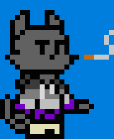 [0b51d0] "Pfft, look at this thing." -He pulls out a random knife, and throws it at the random ass eyepatch thing-