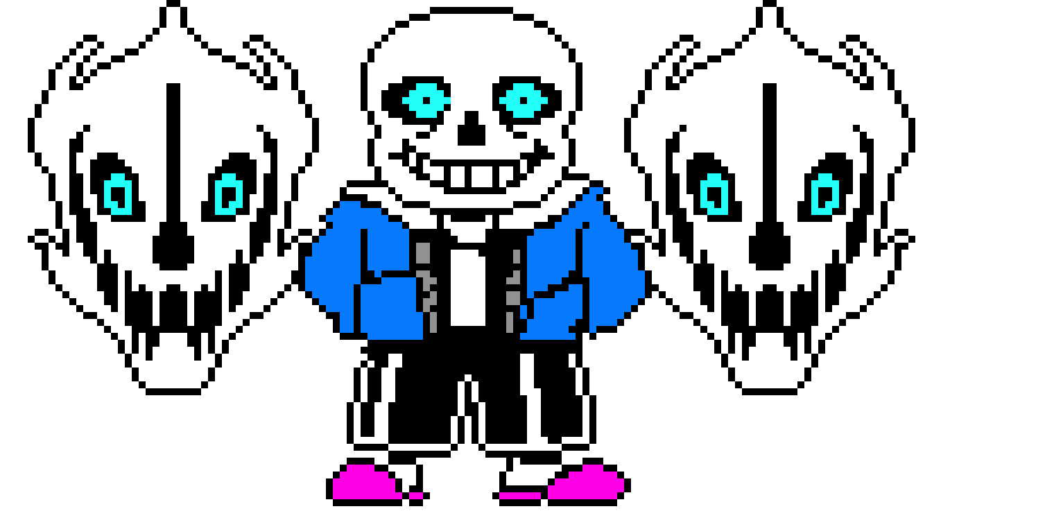 [17fc46] glichtale sans sprite with gaster blasters