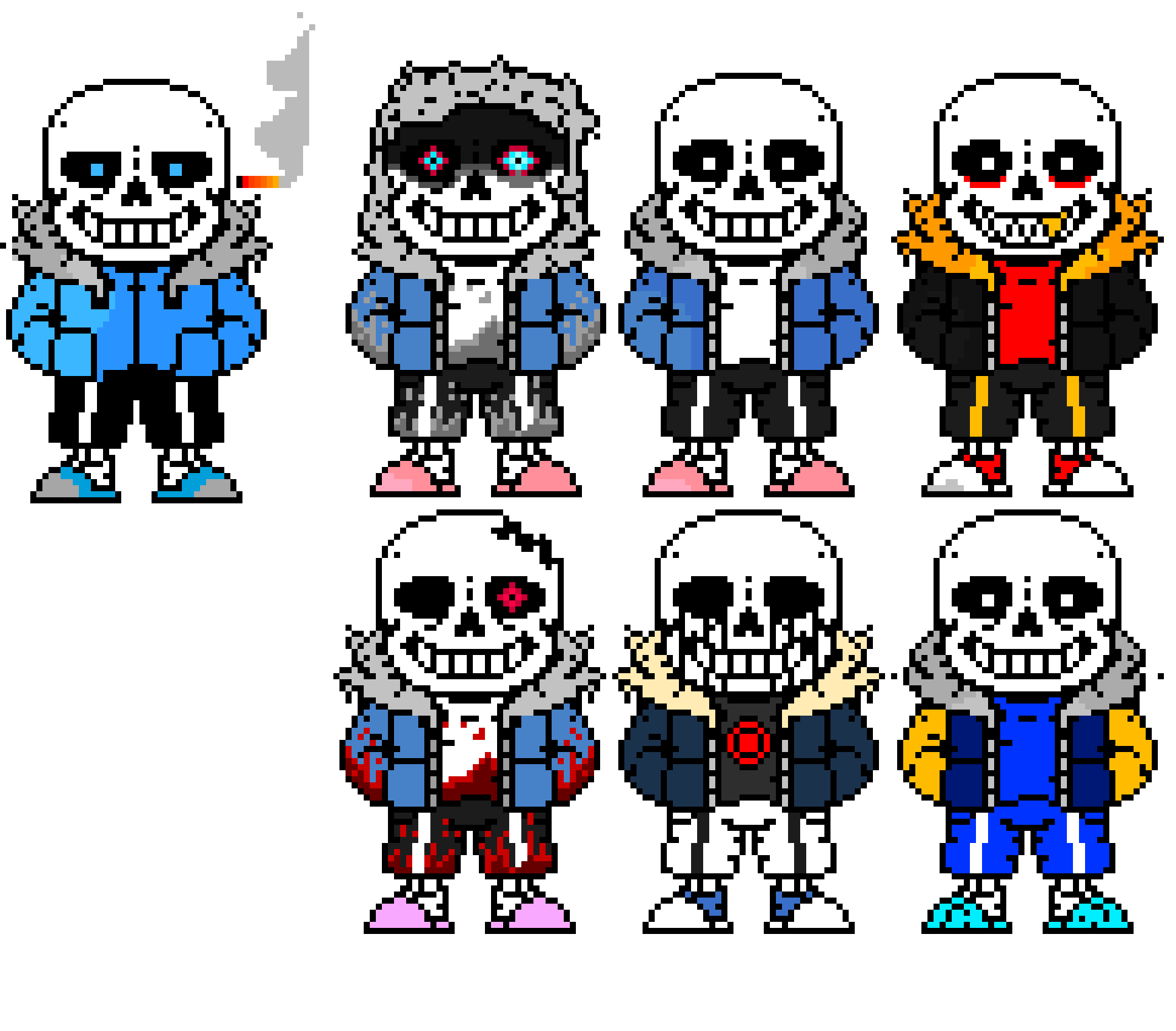 [1550bf] SwapSwap Sans,Dusttale sans, Undertale sans, UnderFell sans.(everybody else died except for a bit of Horrors head